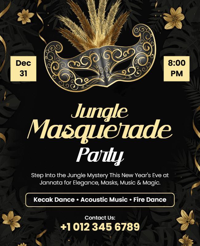 Jungle Masquerade New Year's Party Flyer Template