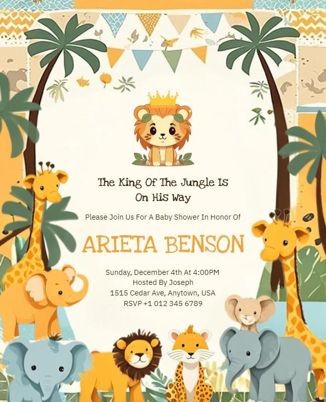 Jungle Safari Baby Shower Invitation Flyer Template