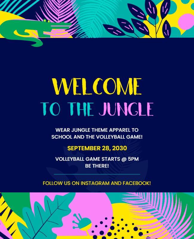 Jungle Theme Volleyball Game Flyer Template