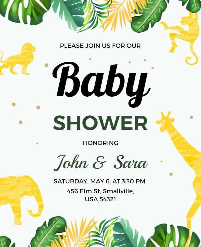 Jungle-Themed Baby Shower Party Celebration Poster Template