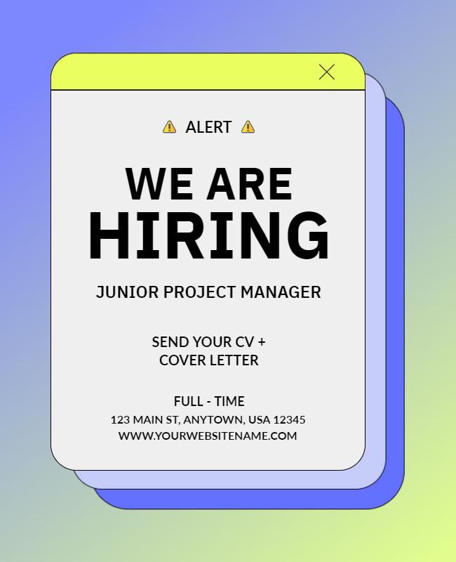 Junior Project Manager Hiring Alert Flyer Template