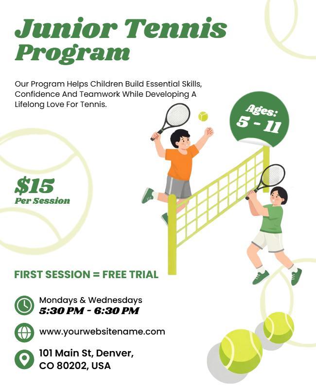 Junior Tennis Program Flyer Template