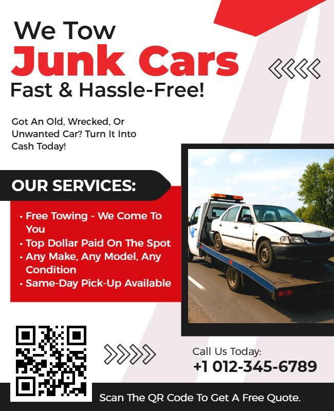 Junk Car Towing Service Flyer Template