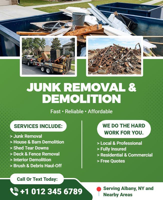 Junk Removal and Demolition Services Flyer Template