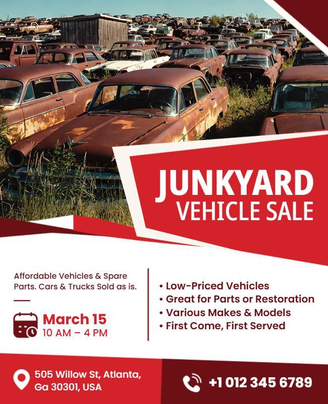 Junkyard Vehicle Sale Event Flyer Template