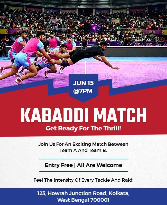 Kabaddi Match Announcement Poster Template