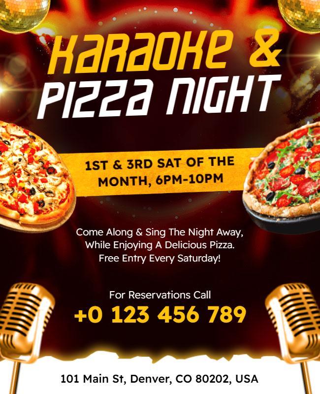 Karaoke and Pizza Night Event Flyer Template