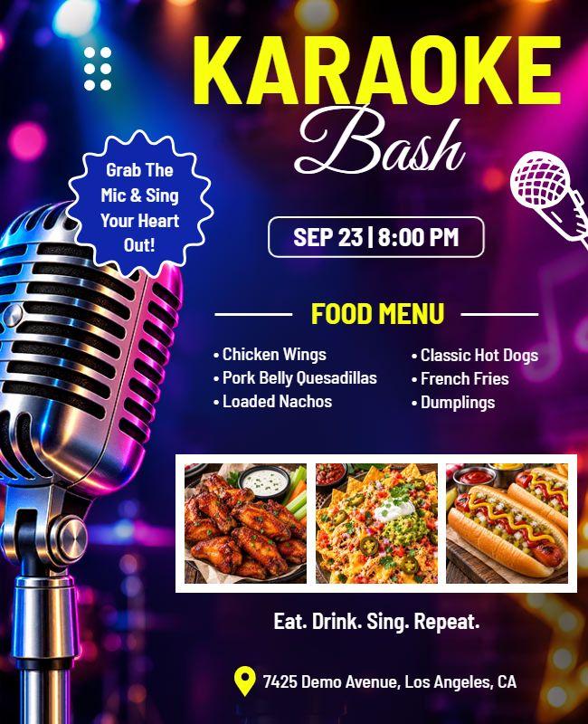 Karaoke Bash and Food Menu Flyer Template