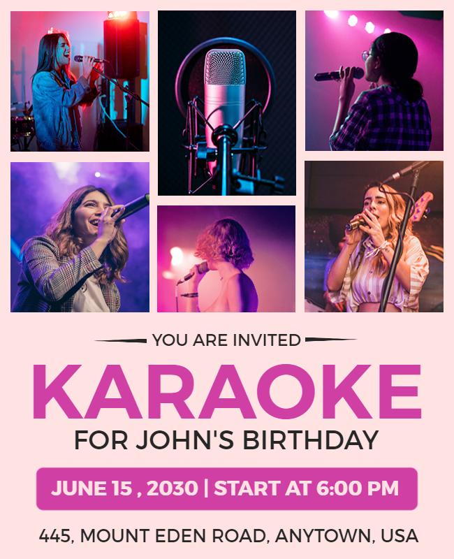 Karaoke Birthday Celebration Invitation Flyer Template