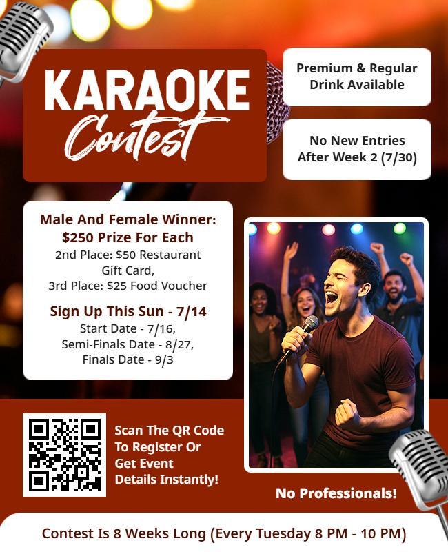 Karaoke Contest Event with Prizes Flyer Template
