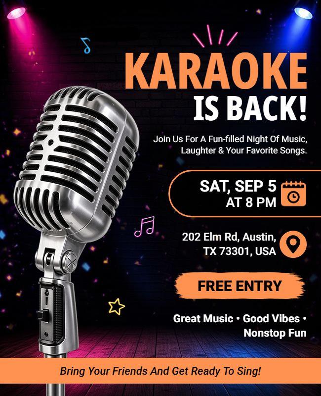 Karaoke Is Back Entertainment Flyer Template