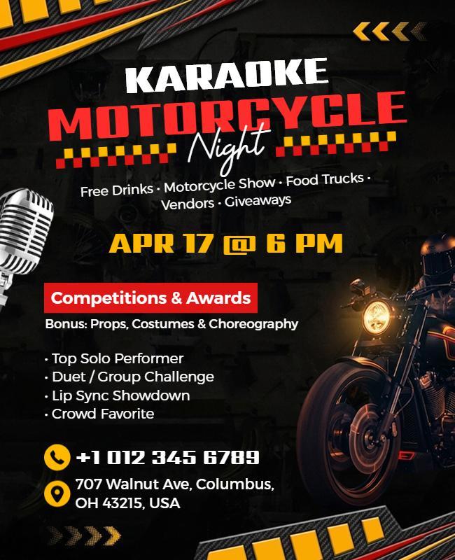 Karaoke Motorcycle Night Event Poster Template
