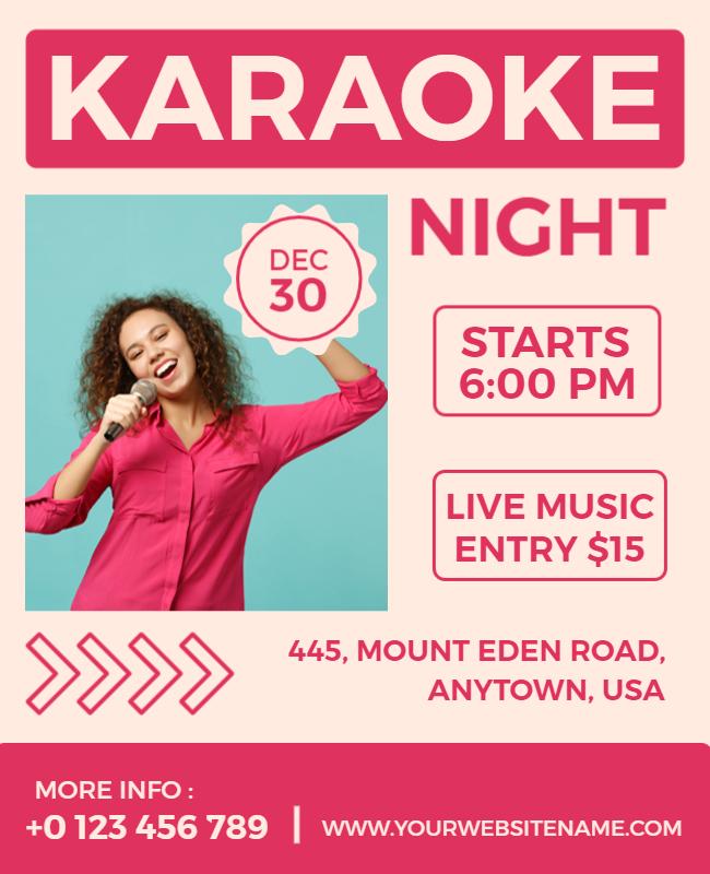 Vibrant Pink Karaoke Night Event Flyer Template