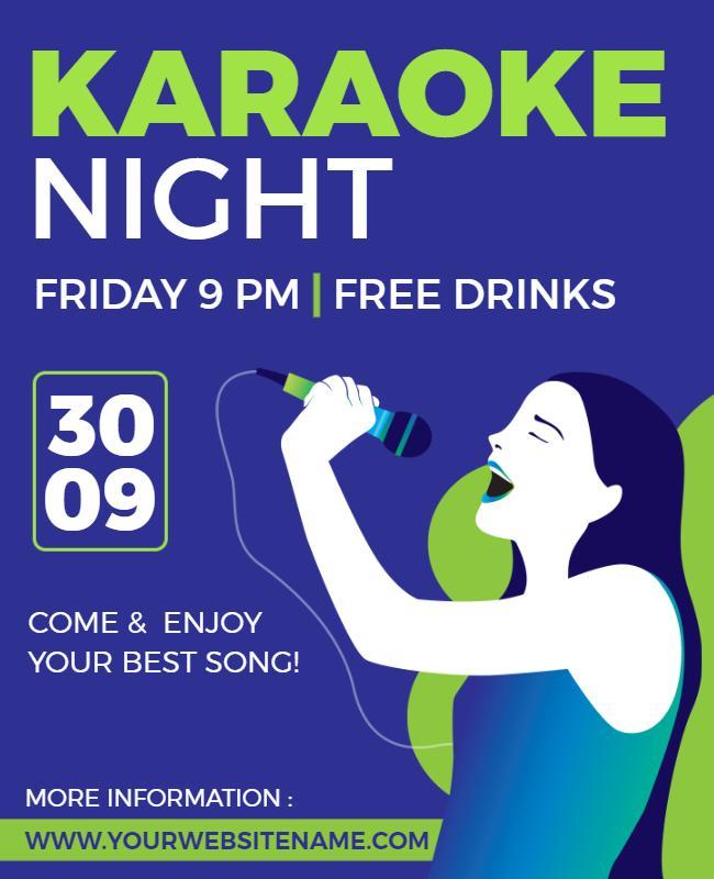 Karaoke Night Event with Free Drinks Flyer Template