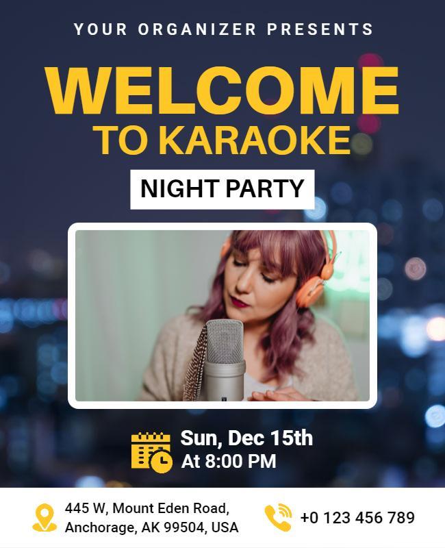 Karaoke Night Party Invitation Flyer Template