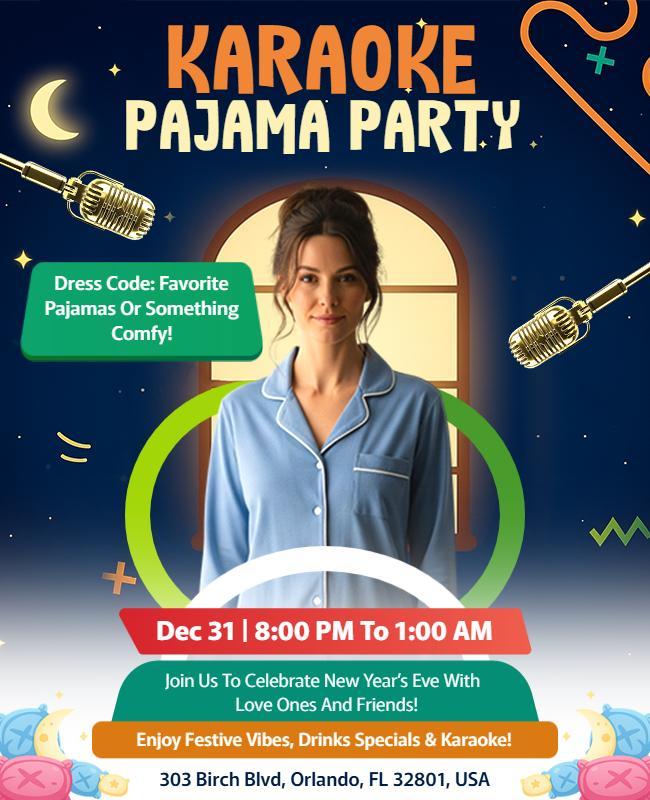 Karaoke Pajama Party Celebration Flyer Template