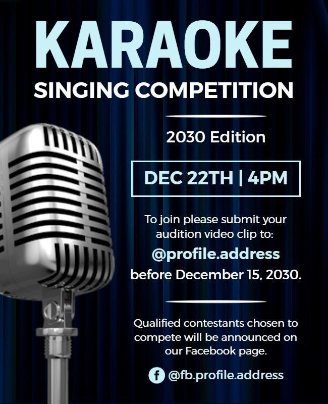 Dynamic Blue Karaoke Singing Competition Flyer Template