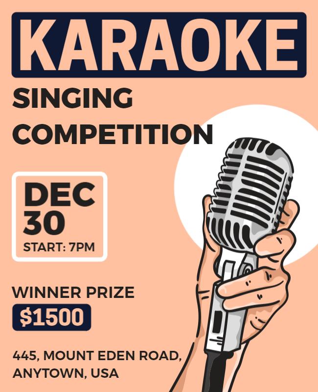 Playful Peach Karaoke Singing Competition Flyer Template