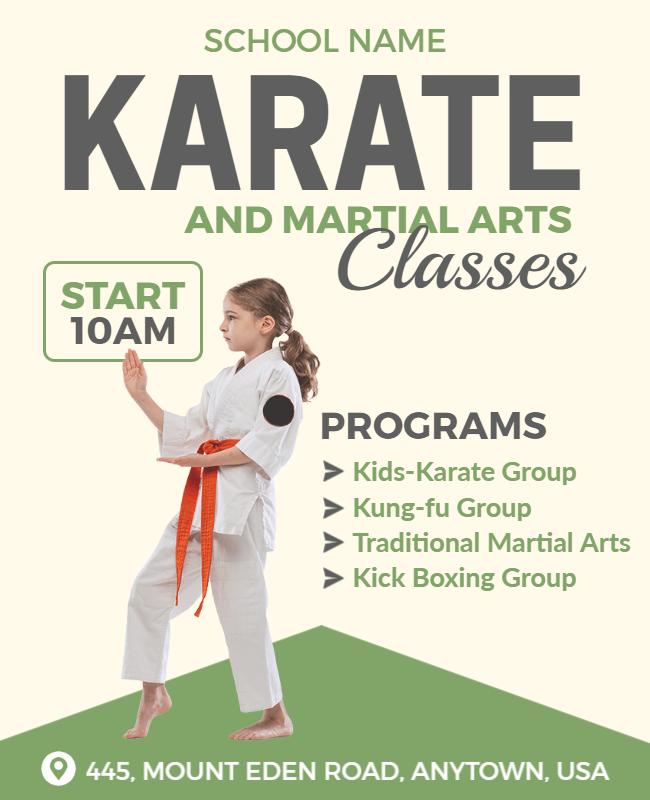 Karate and Martial Arts Classes Flyer Template