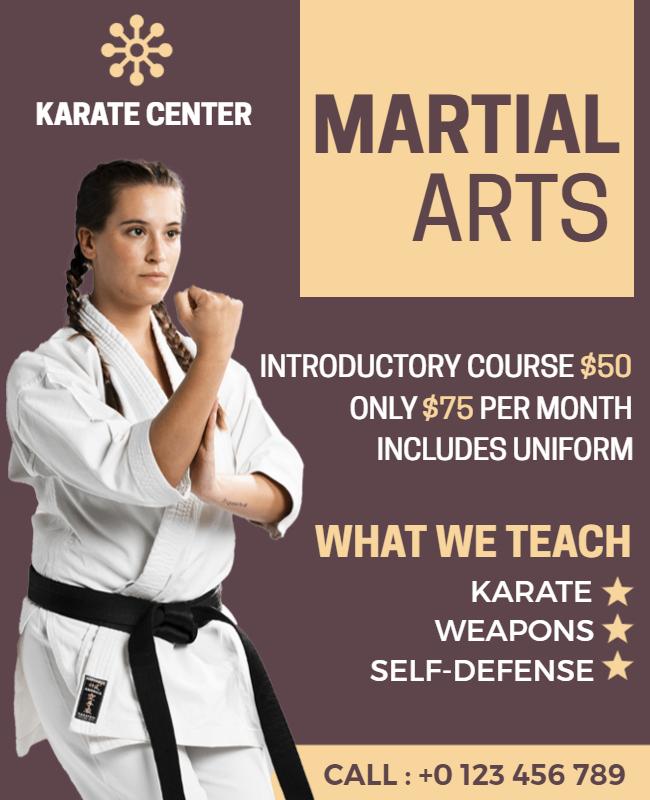 Karate and Martial Arts Introductory Course Flyer Template