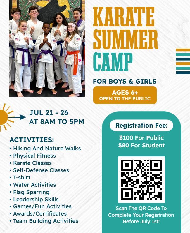 Karate Summer Camp Activities Flyer Template