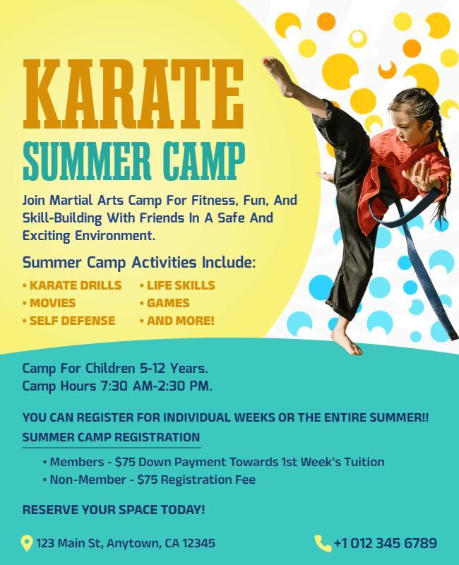 Karate Summer Camp for Kids Flyer Template