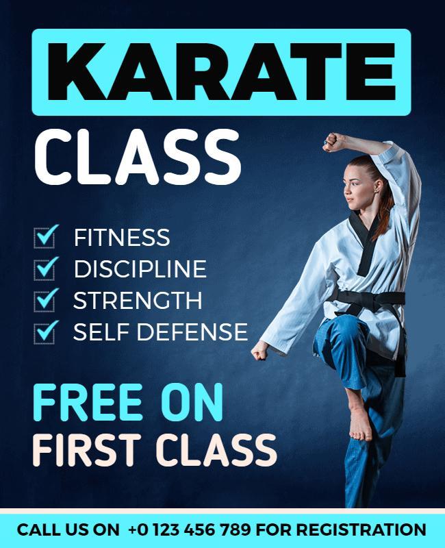 Karate Training and Self Defense Class Flyer Template