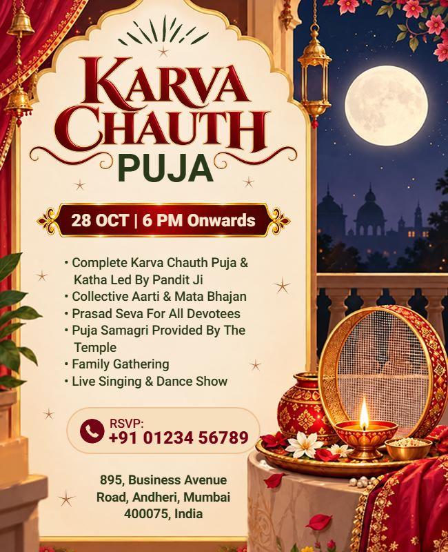 Karva Chauth Puja Event Details Flyer Template