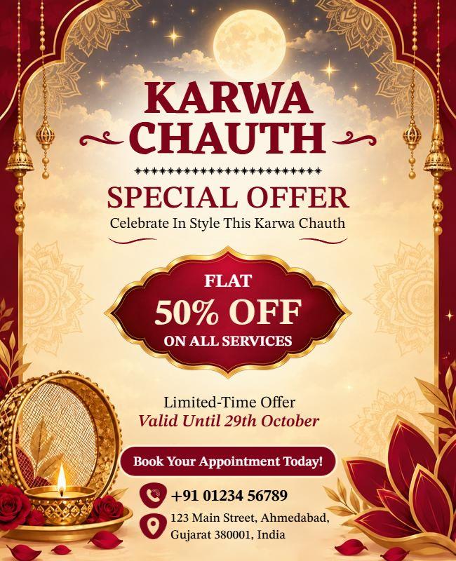 Karwa Chauth Special Offer Discount Flyer Template