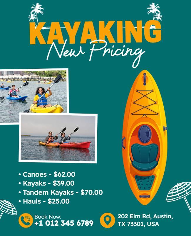 Kayak Rental New Pricing Details Flyer Template