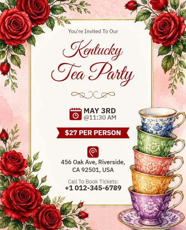 Kentucky Tea Party Invitation Flyer Template