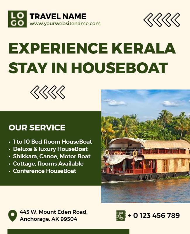 Kerala Houseboat Experience Travel Flyer Template