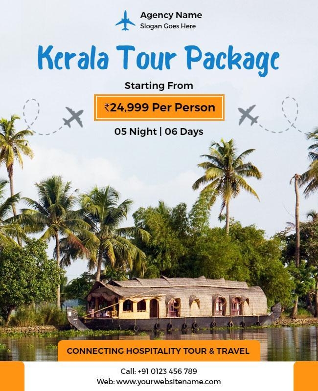 Kerala Scenic Houseboat Tour Package Flyer Template