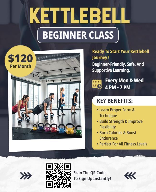 Kettlebell Fitness Beginner Class Flyer Template