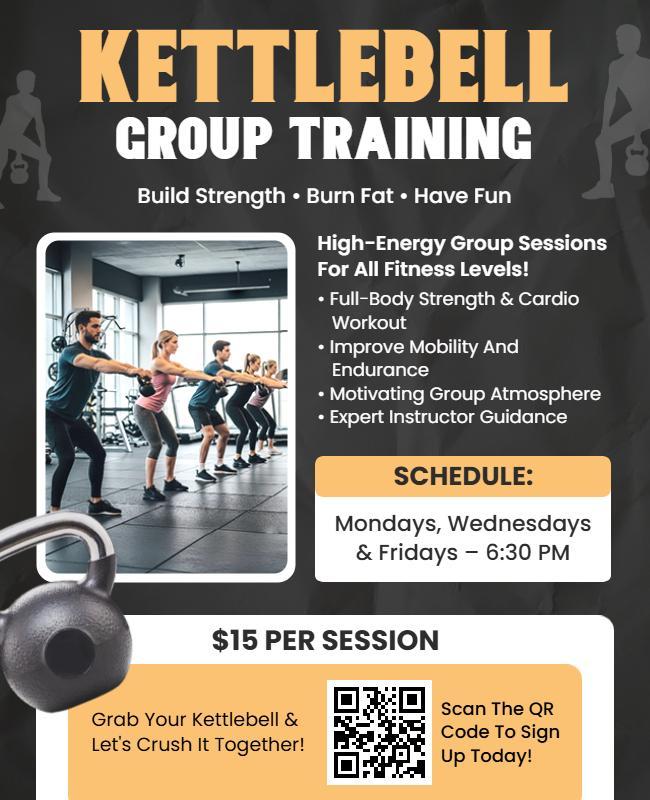 Kettlebell Fitness Group Training Flyer Template