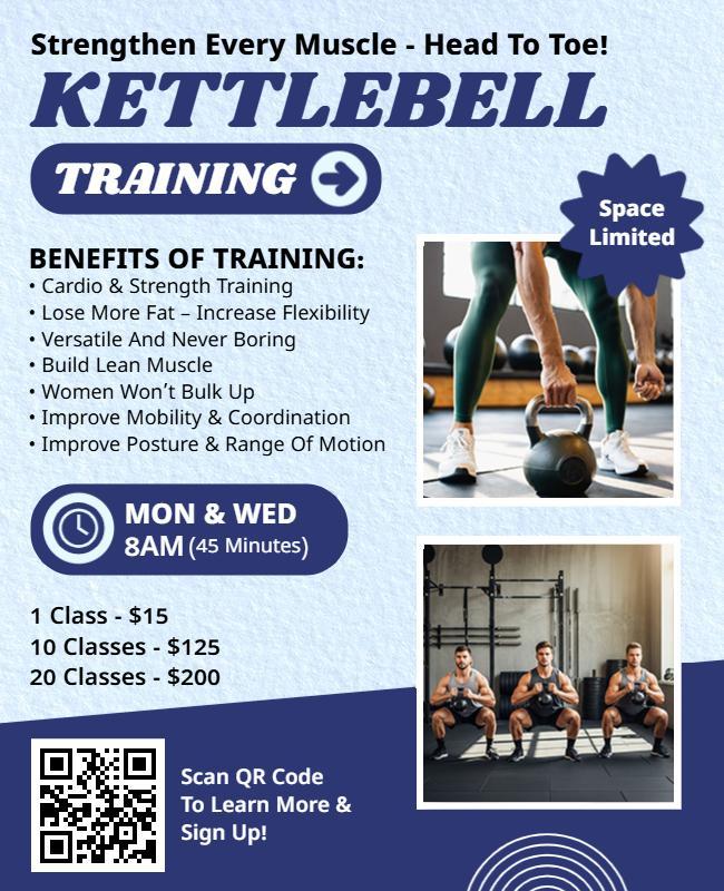Kettlebell Fitness Training Class Flyer Template