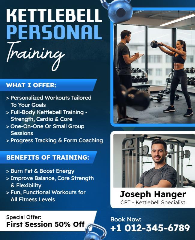 Kettlebell Personal Trainer Flyer Template