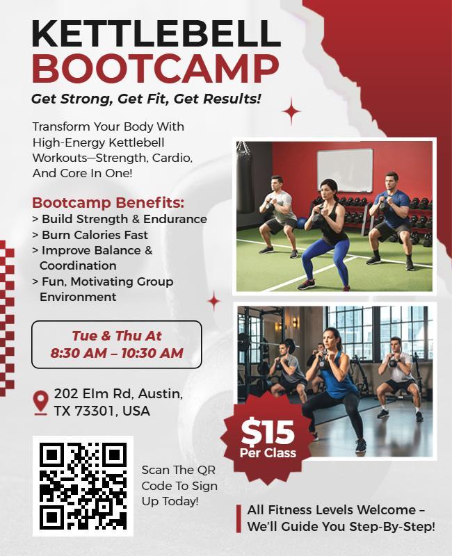 Kettlebell Strength Training Bootcamp Flyer Template