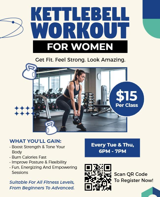 Kettlebell Workout Class for Women Flyer Template
