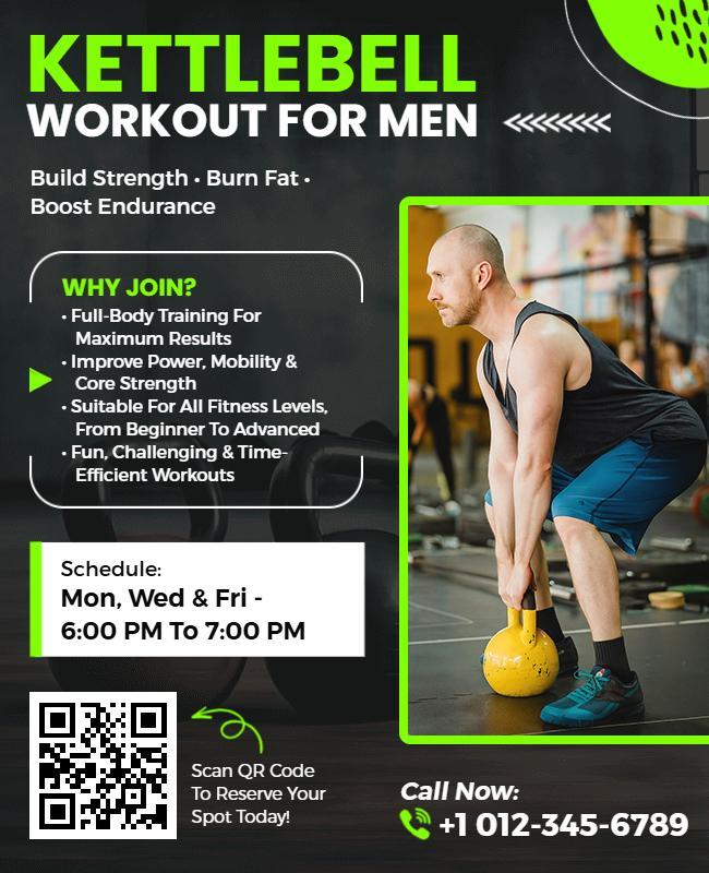 Kettlebell Workout for Men Flyer Template