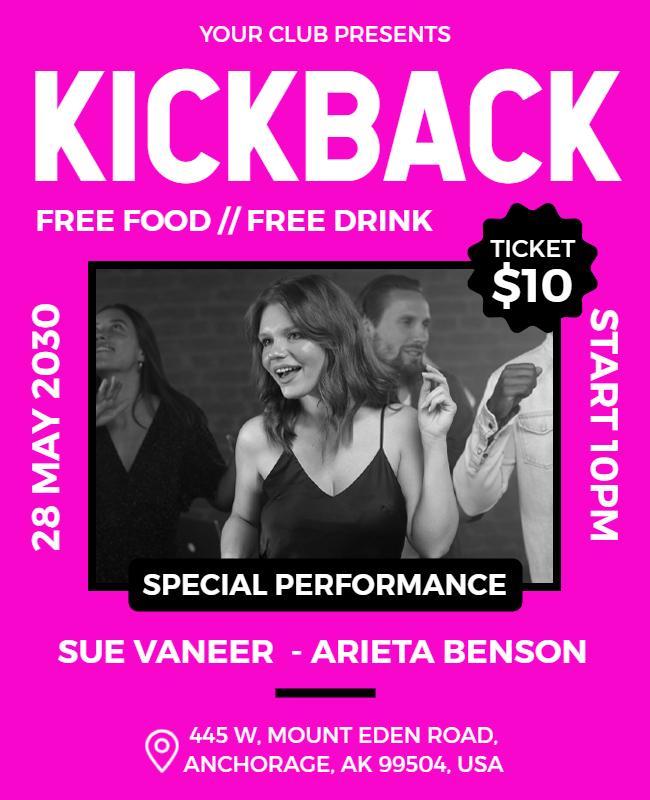 Kickback Party Special Performance Flyer Template