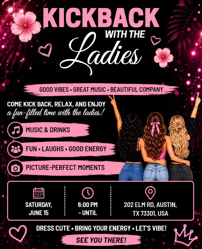Kickback Party with Ladies Event Flyer Template