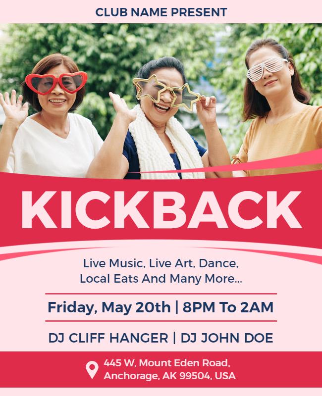 Kickback Party with Music and Dance Flyer Template