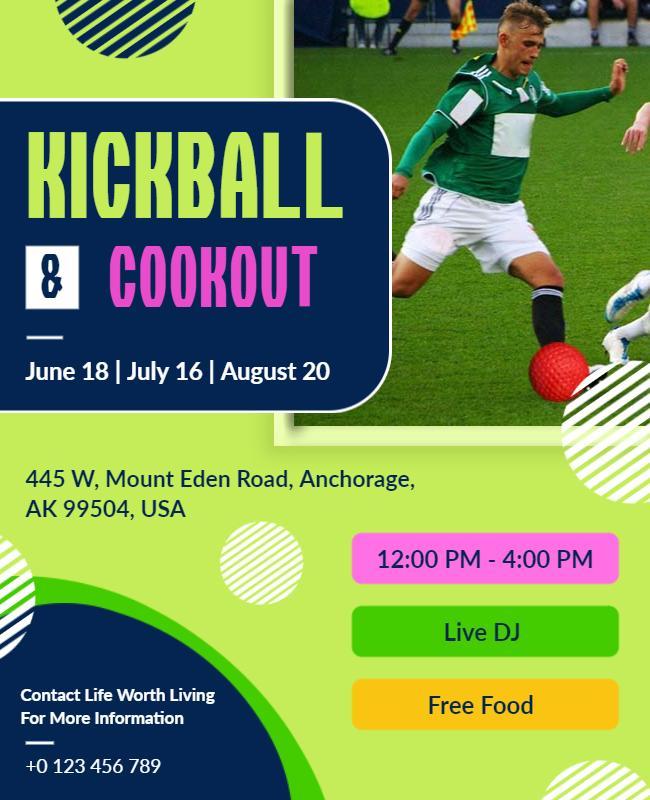 Kickball and Cookout Community Event Flyer Template