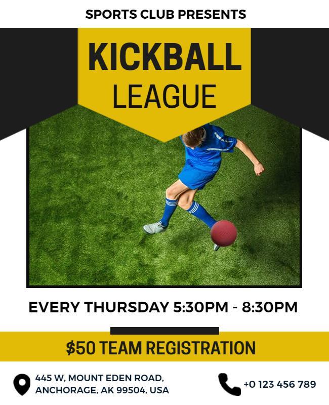 Kickball League Sports Club Event Flyer Template