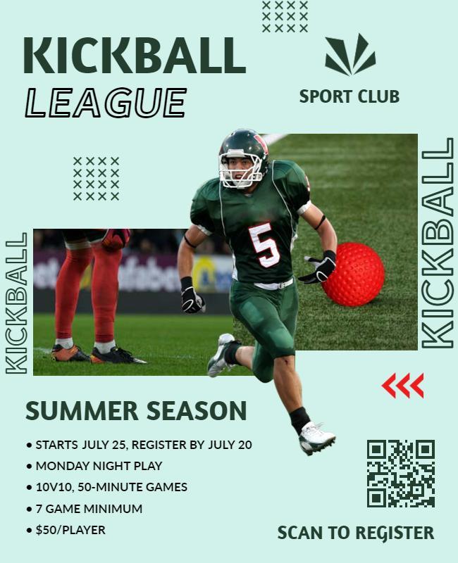 Kickball League Summer Season Registration Flyer Template