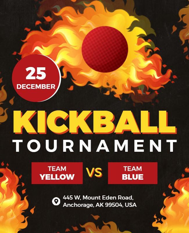 Dynamic Red and Yellow Kickball Tournament Flyer Template