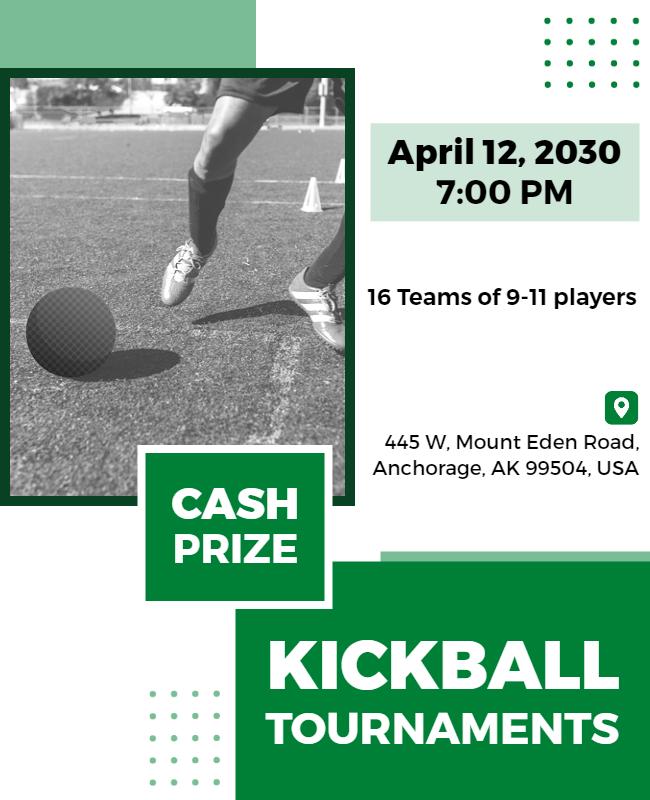 Kickball Tournament Event with Cash Prizes Flyer Template