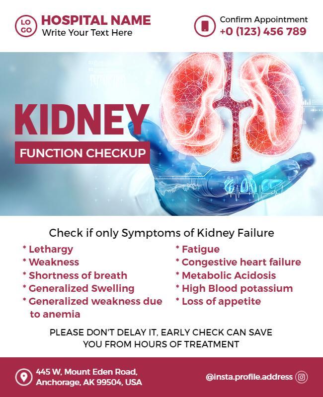 Kidney Function Checkup Health Awareness Flyer Template