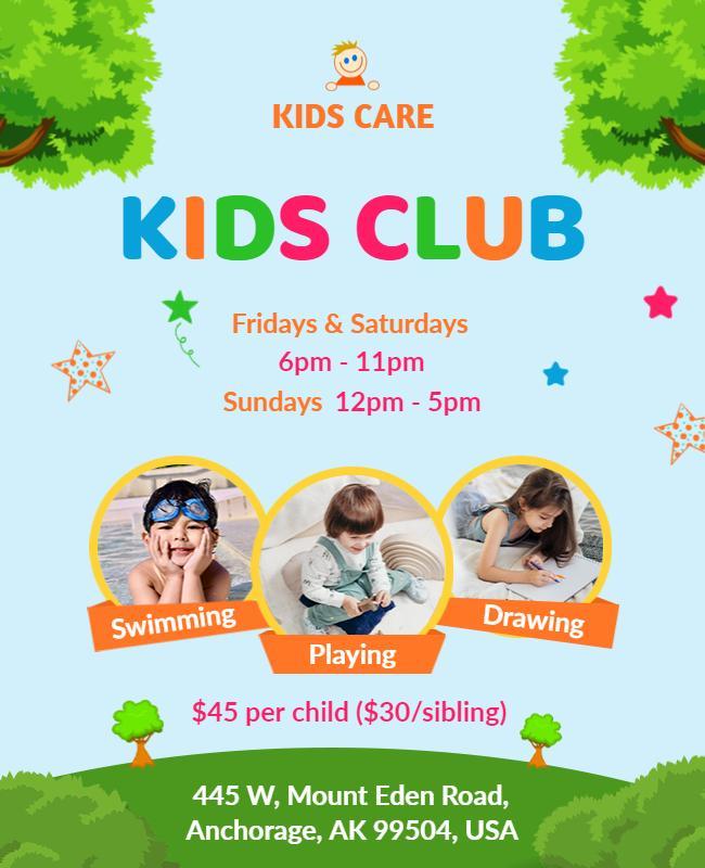 Kids Activity Club Event Flyer Template